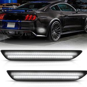 Bestview Accesorios de luces LED de posición laterales traseras para Ford Mustang 2015-2022, doble fila blanca para guardabarros trasero trasero Bestview Accesorios de luces LED de posición laterales traseras para Ford Mustang 2015-2022, doble fila blanca para guardabarros trasero trasero