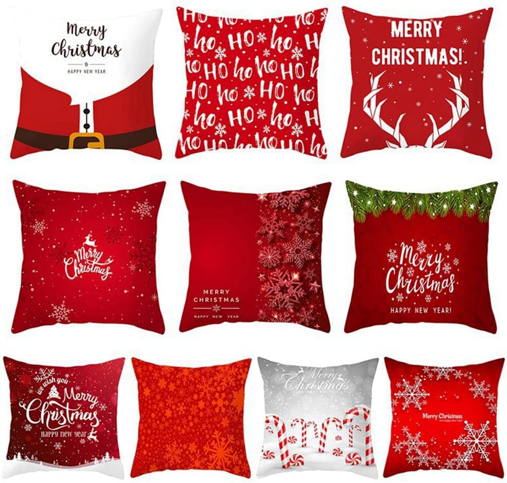 Ochine Fundas de almohada de Navidad con bastón de caramelo de Navidad para decoraciones de Navidad, fundas de almohada de Navidad, funda de cojín