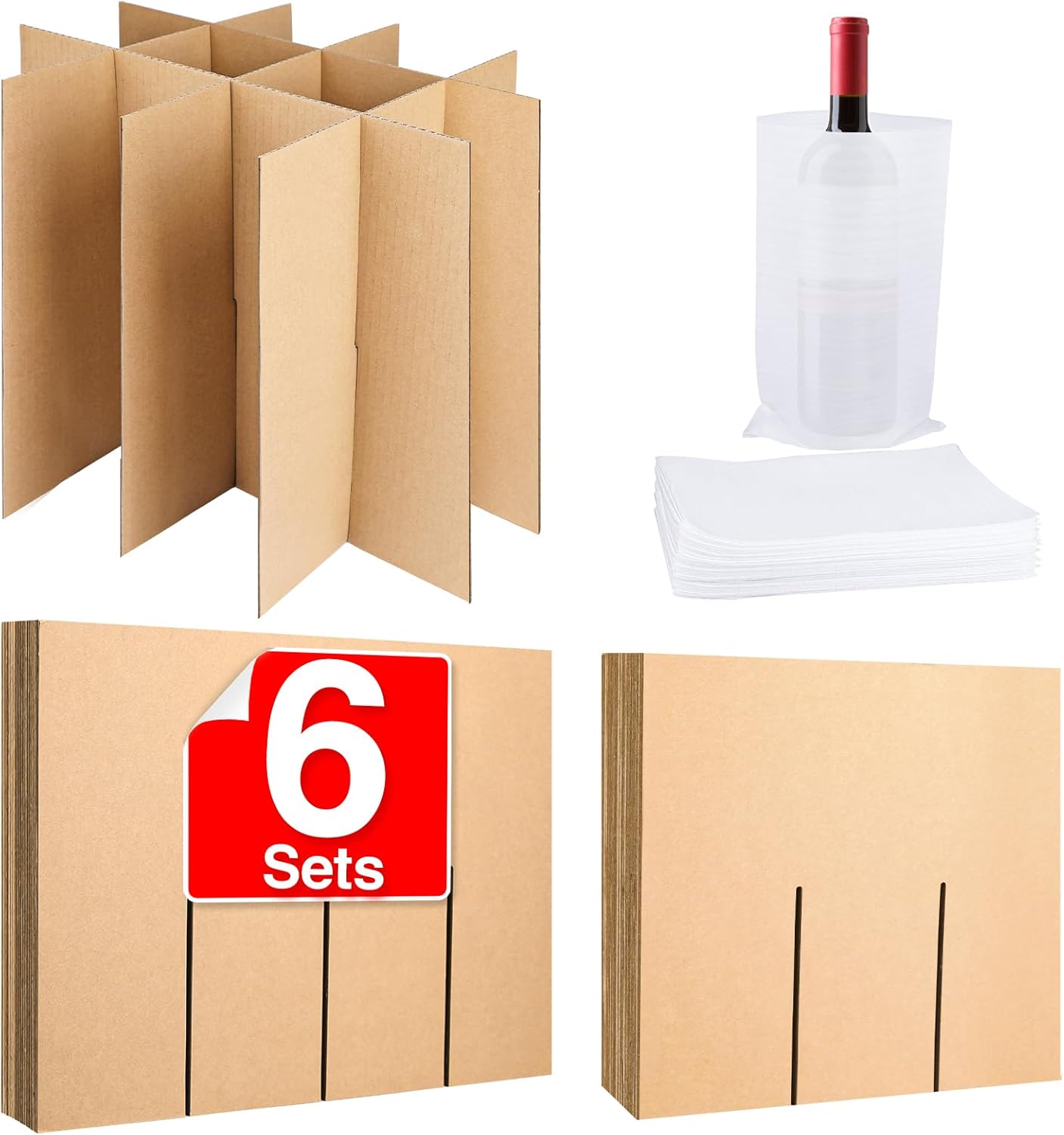 XPCARE 6 juegos de separadores de vidrio para mudanzas, cajas de mudanza de platos, kit de caja de mudanza de cocina, separadores de cartón para