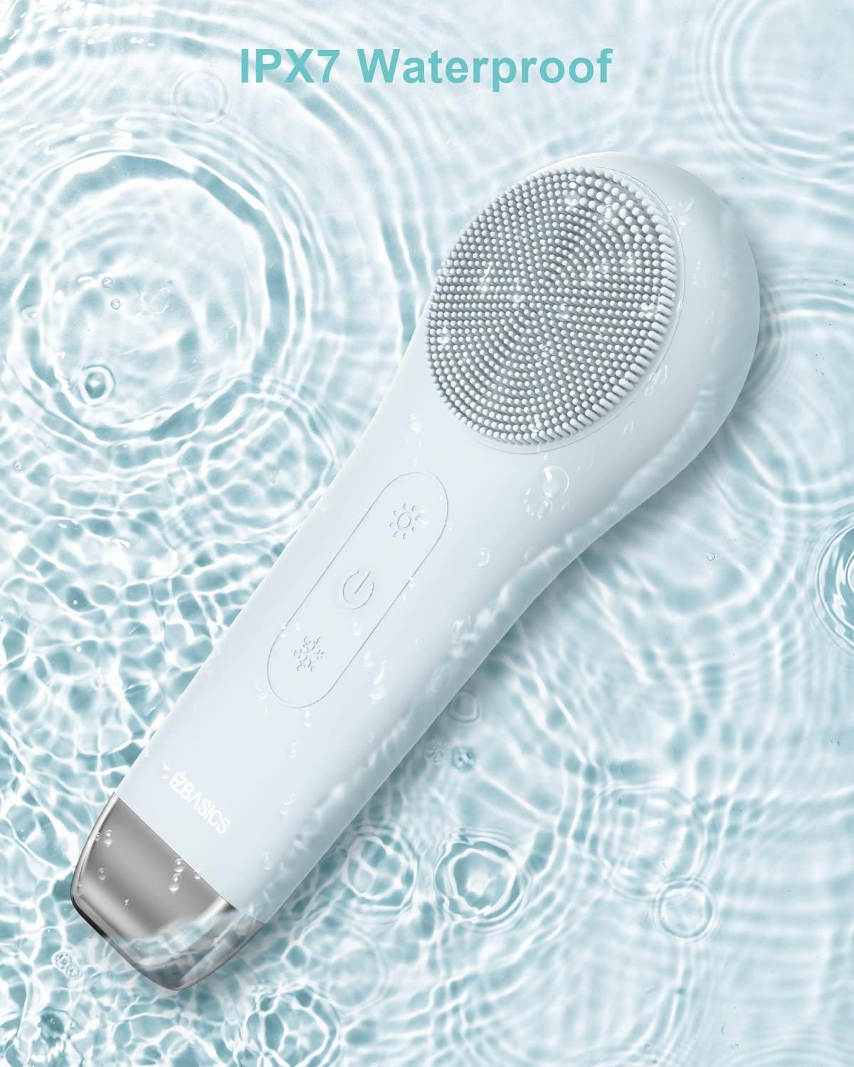 EZBASICS Cepillo de limpieza facial, limpiador facial impermeable, cepillo facial para hombres y mujeres, cepillos faciales recargables para