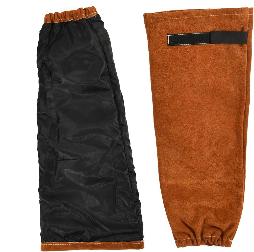 Mangas de trabajo de soldadura de cuero para hombres y mujeres, protección de brazo resistente al calor y al fuego, con costuras de Kevlar y forro