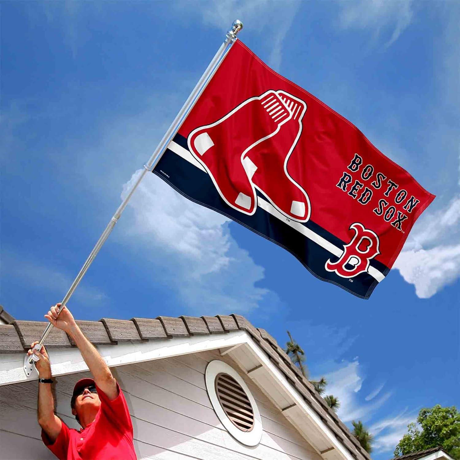 Bandera de Boston Red Sox Logo Insignia de 3 x 5 pies con ojales