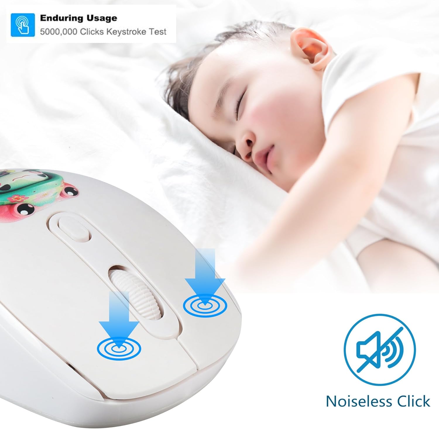 Lindo mouse inalámbrico, 2.4G silencioso portátil inalámbrico con receptor USB, mouse inalámbrico Kawaii para laptop, Chromebook, PC, portátil,