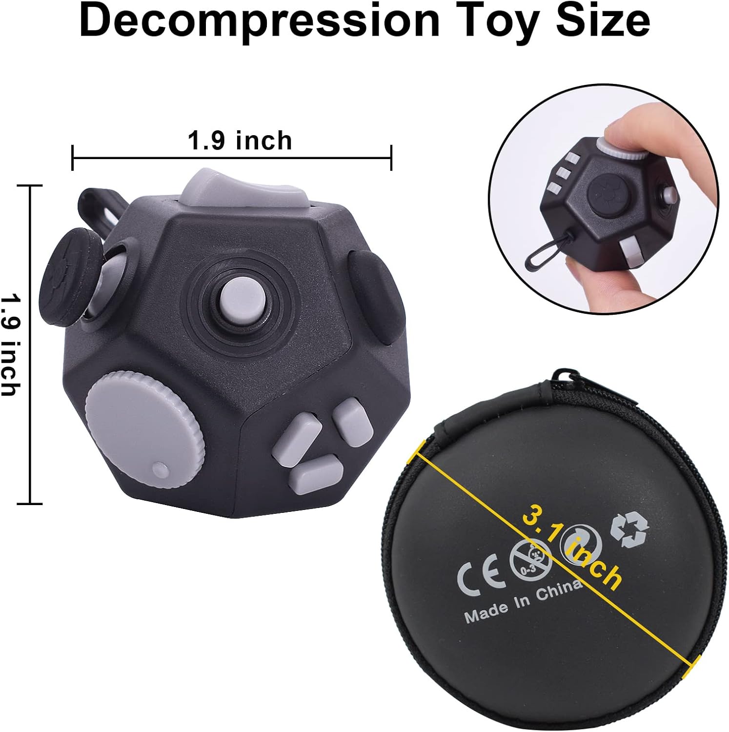 Mini juguetes sensoriales para ansiedad, 12 caras, para aliviar el estrés y la ansiedad y la depresión para niños y adultos con TDA, TDAH, TOC,