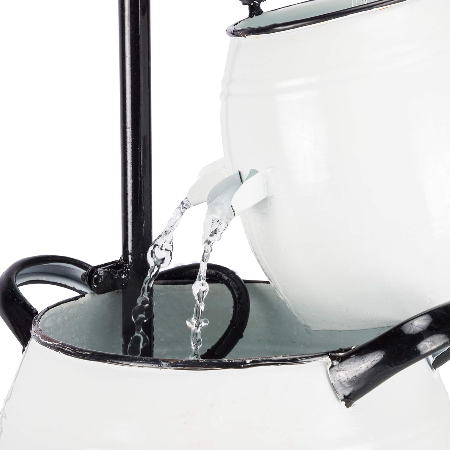 Alpine Corporation YHL428 – Fuente de agua para grifos y barriles de mesa para exteriores, fuente de decoración de mesa antigua de 19 pulgadas,