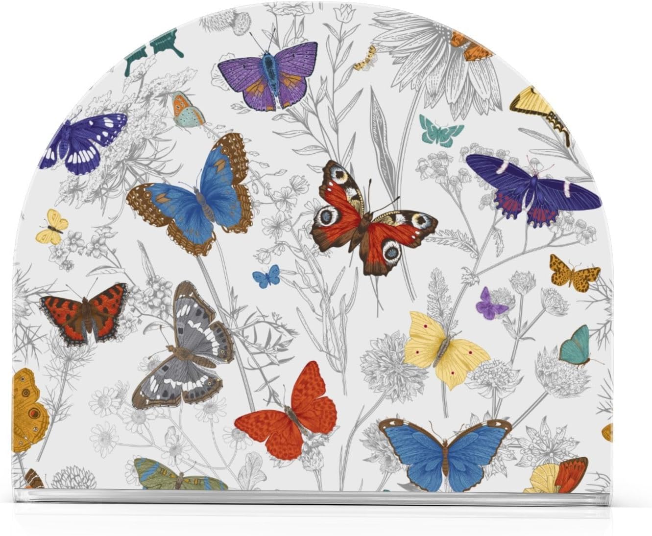 Napkin Holder Butterflies Wild Flowers Napkin Holders for Tables, Clear Acrylic Napkin Holders Cocktail Napkin Holder for Kitchen Restaurant Bar