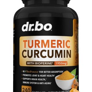 Curcumina de cúrcuma con cápsulas de suplemento BioPerine, suplementos naturales de apoyo articular con 1950 mg de cúrcuma Longa Pure Organic Curcumina de cúrcuma con cápsulas de suplemento BioPerine, suplementos naturales de apoyo articular con 1950 mg de cúrcuma Longa Pure Organic