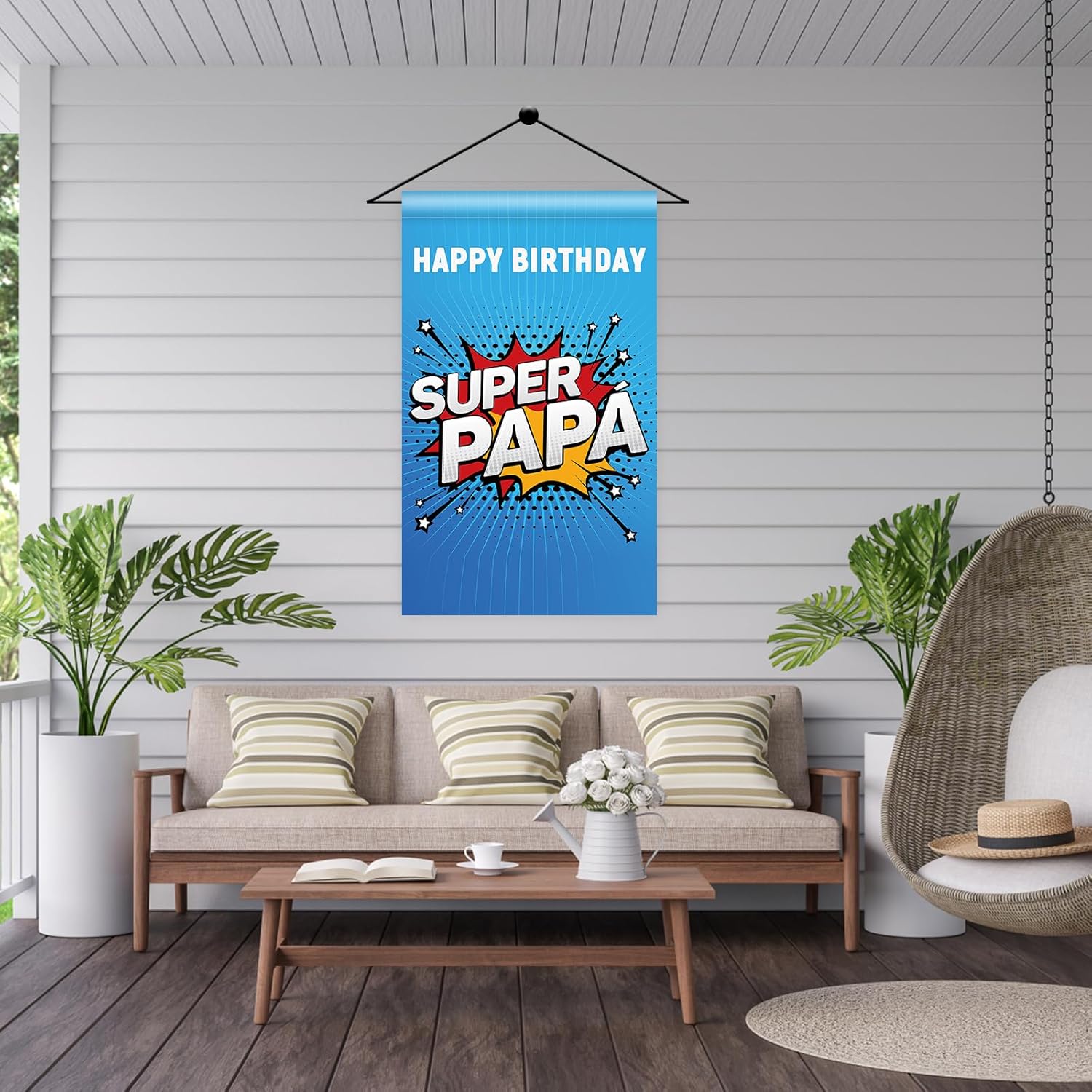 Super PAPA – Bandera vertical de poliéster de doble cara, letrero de feliz cumpleaños para papá, decoración al aire libre, 12 x 18 pulgadas