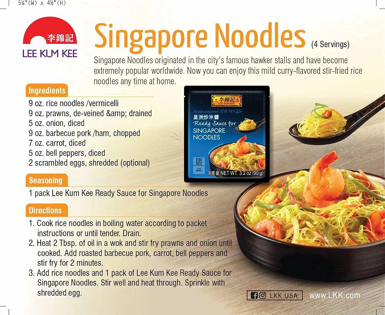 Lee Kum Kee Salsa preparada para fideos de Singapur 90gm