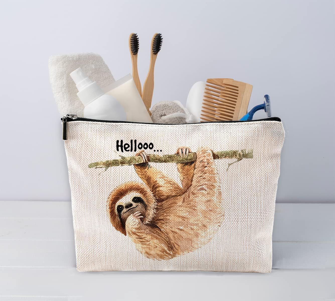 Hola divertida bolsa de maquillaje de perezoso salvaje, bonita bolsa de cosméticos de perezoso colgante para mujeres y niñas, regalos de cumpleaños,