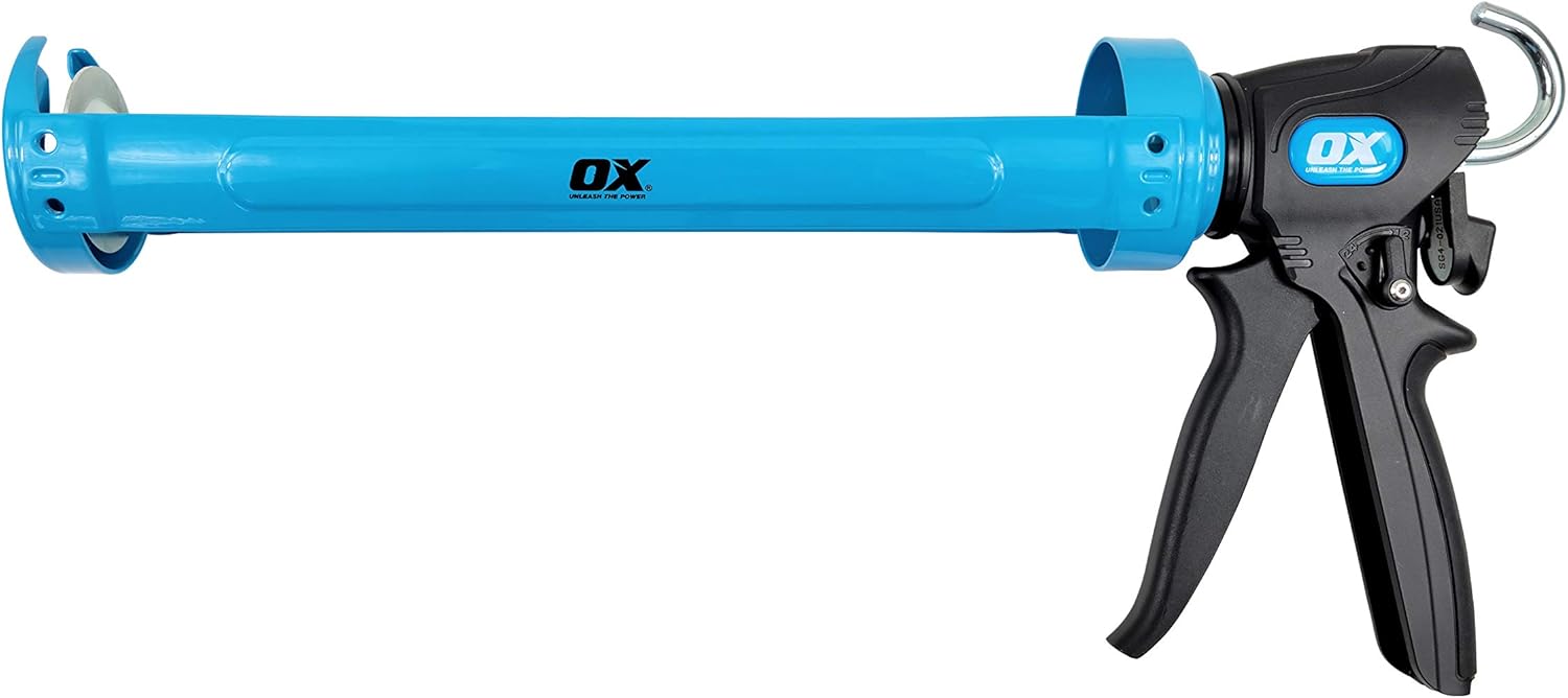 OX TOOLS Pistola de calafateo Pro Dual Thrust de 29 onzas con relación de empuje ajustable de 241 o 121  Para cartuchos o tubos selladores y