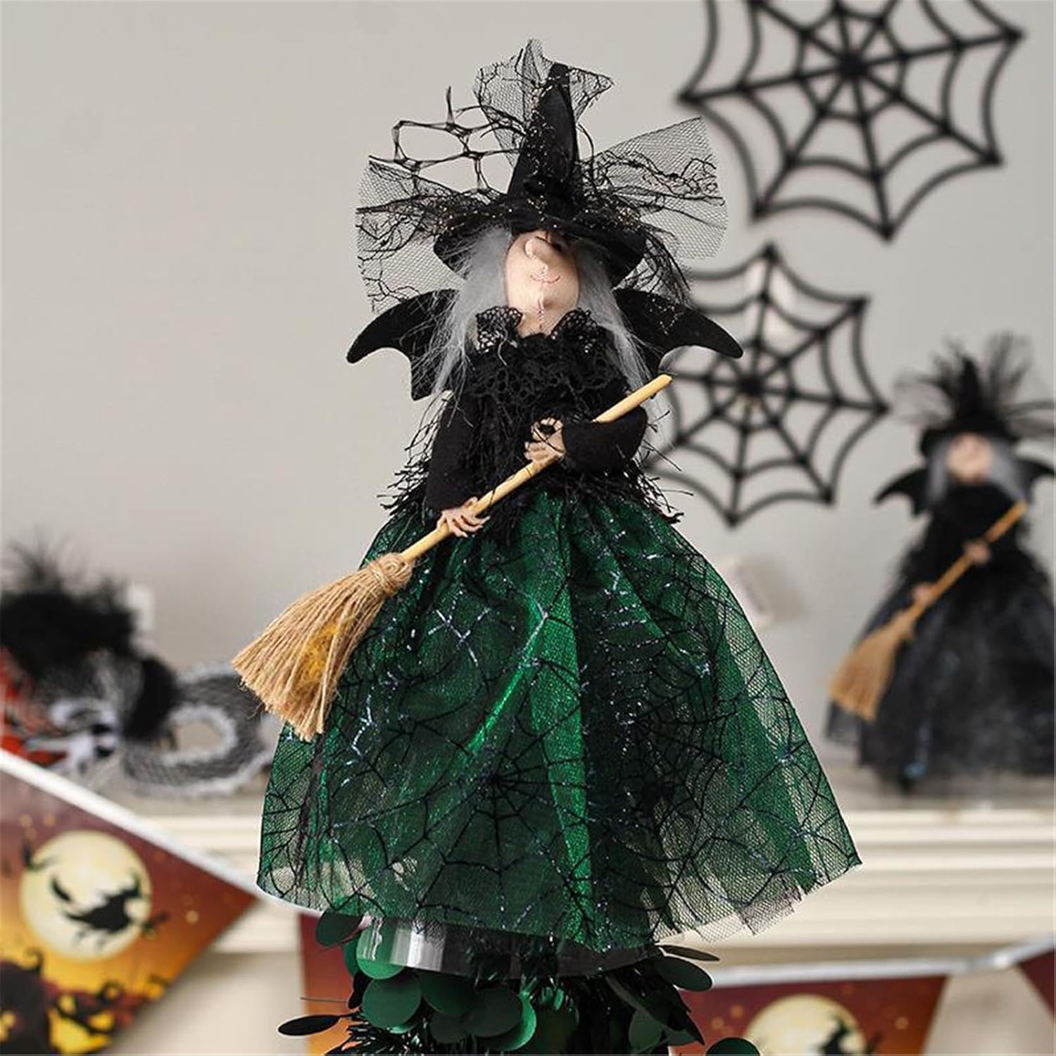 Outfmvch Figura coleccionable de bruja de otoño de Halloween de tela de mesa, adorno de escritorio, decoración de Halloween, pequeñas manualidades