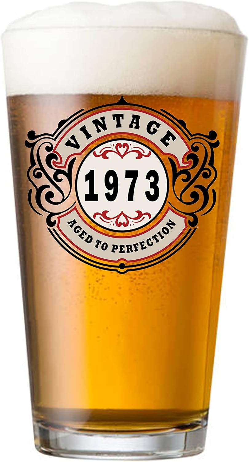 SIRIOKS Regalos de cumpleaños número 50 para hombres  Vasos de cerveza vintage vintage de 16 onzas para hombres y mujeres  Envejecido a la