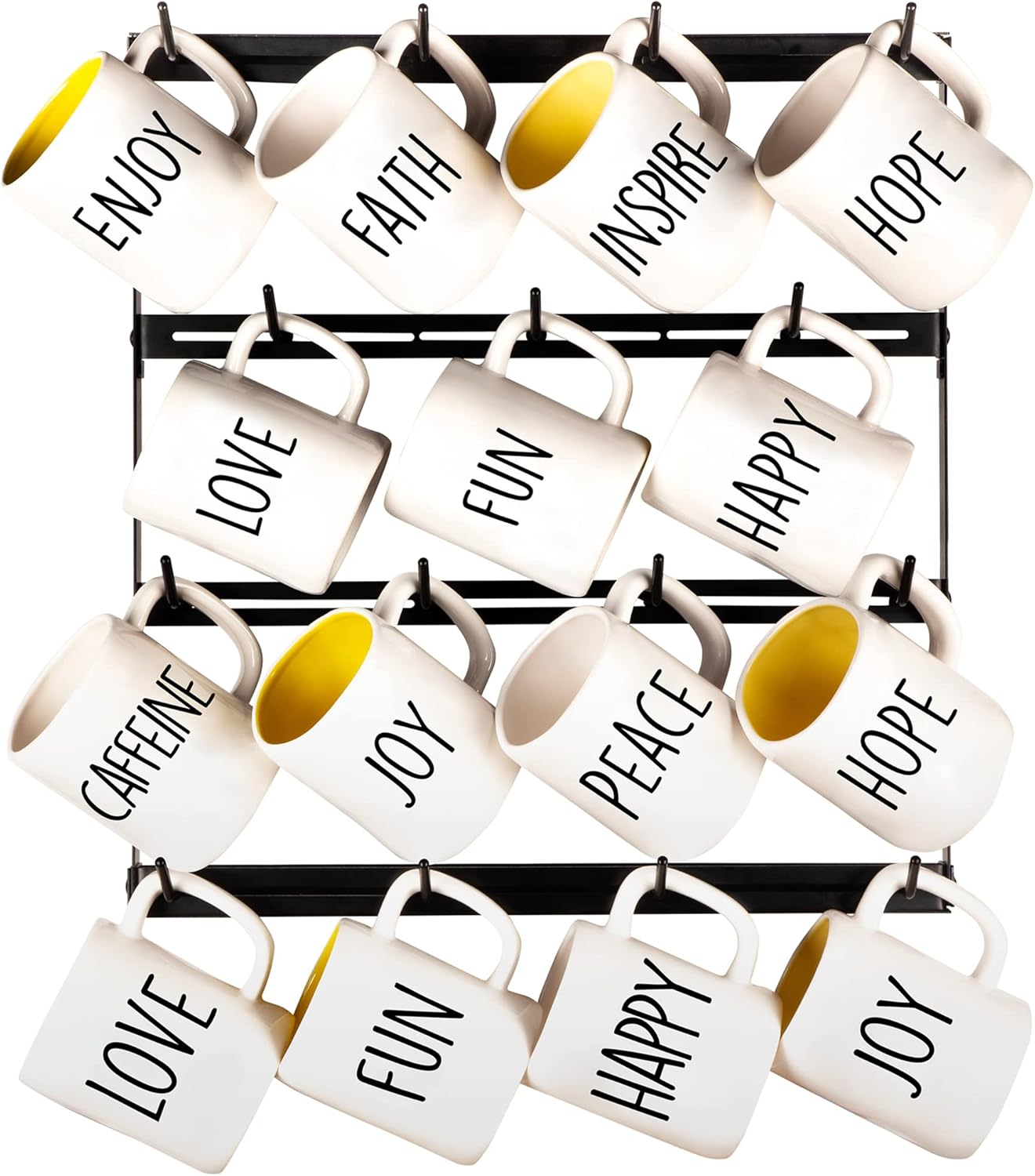 Estante de pared para tazas  Estante personalizable para tazas de pared, con ganchos ajustables. Estante para tazas de café, montado en la pared o