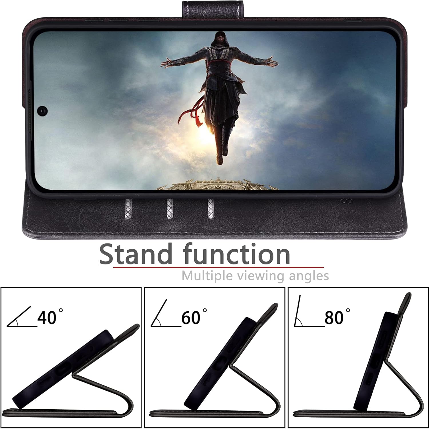 SUANPOT Funda tipo cartera para Samsung Galaxy S23 5G con bloqueo RFID, tarjetero de crédito, funda protectora de piel sintética con tapa para