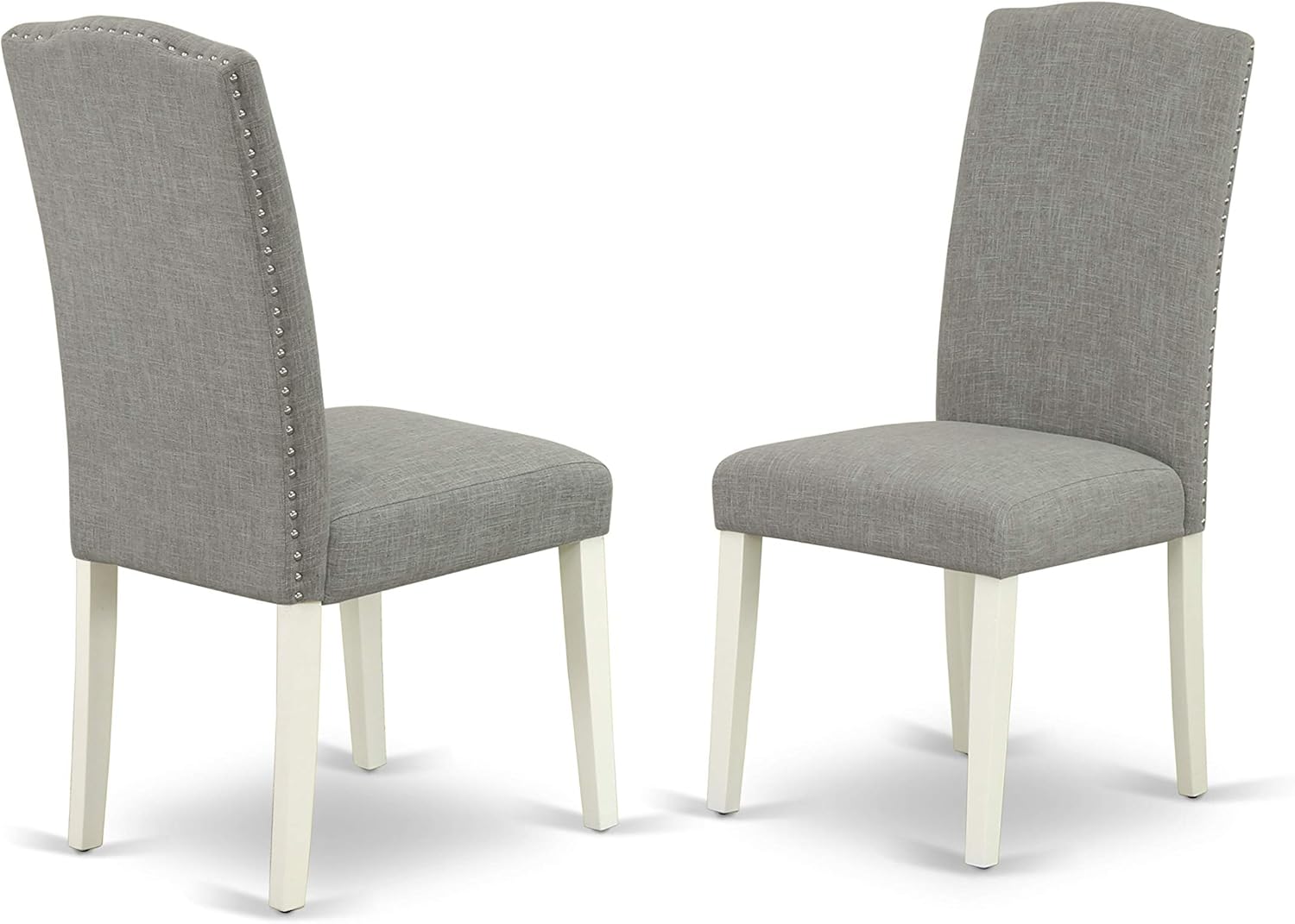 East West Furniture NOEN3-LWH-06 – El juego de 3 piezas contiene una mesa de comedor rectangular con hoja de mariposa y 2 sillas tapizadas de tela