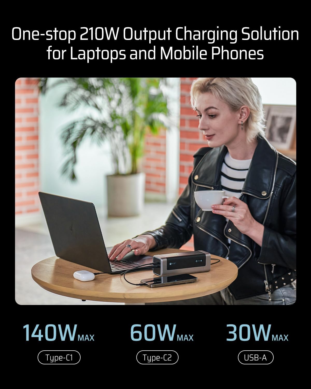 Banco de 20 energía, 25,000 mAh compatible con 140 W PD3.1, cargador portátil con 3 puertos, pantalla TFT de estado de carga inteligente para