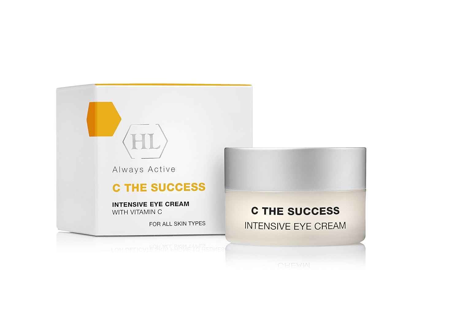 HL Holy Land Cosmetics C the Success Crema intensiva para ojos con vitamina C para suavizar la apariencia de líneas de expresión, 0.5 onzas líquidas