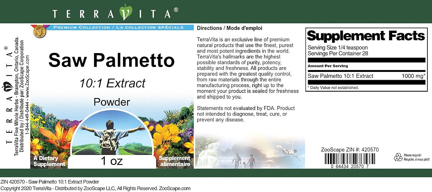 TerraVita Saw Palmetto 101 Extracto en polvo (1 oz, ZIN 420570) – Paquete de 2