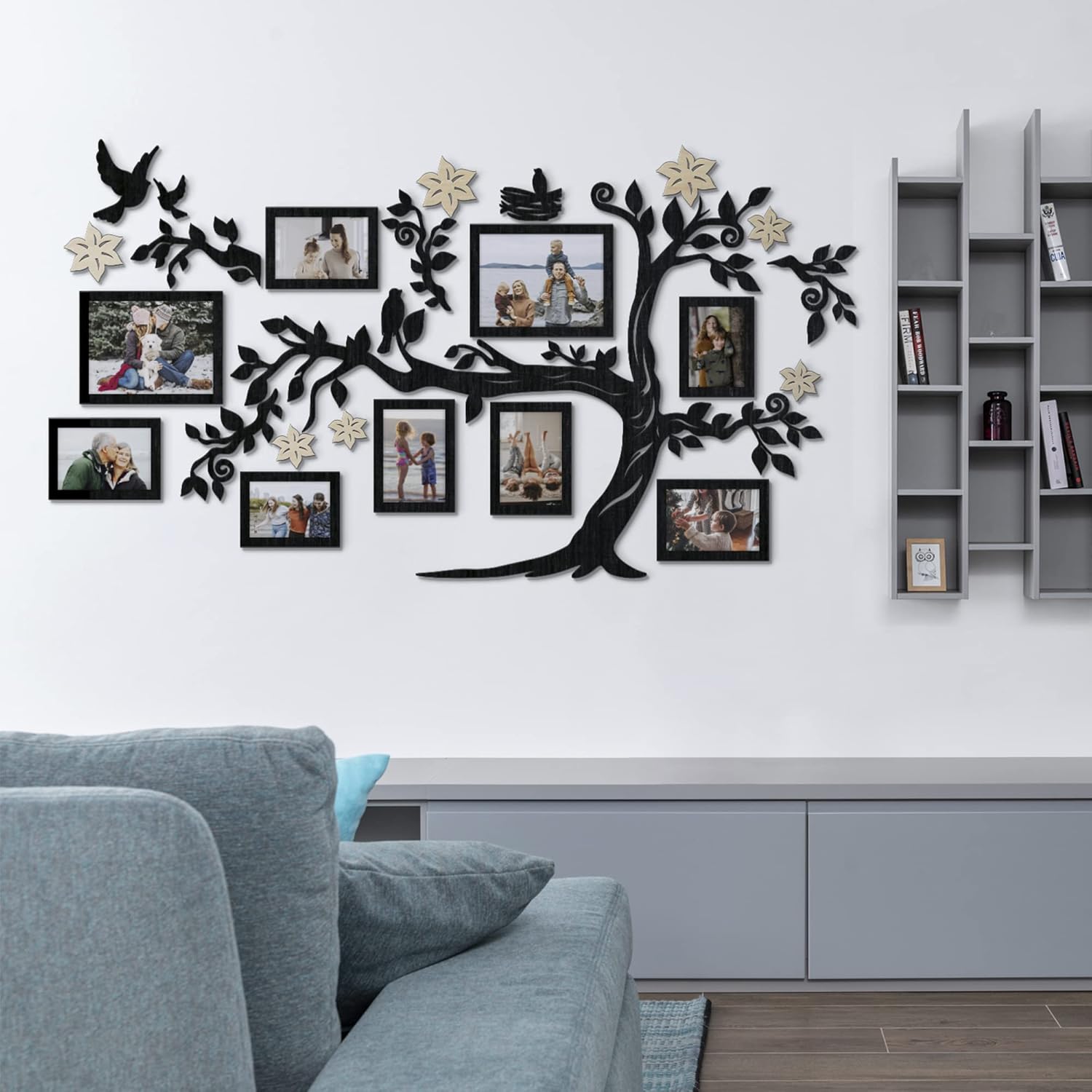78×44″ Large Home Decor Wood Family Tree Wall Decal with Frame Pictures STANDARD, Decoraciones Para Salas de Casa Wall Art, Wall Stickers for Living
