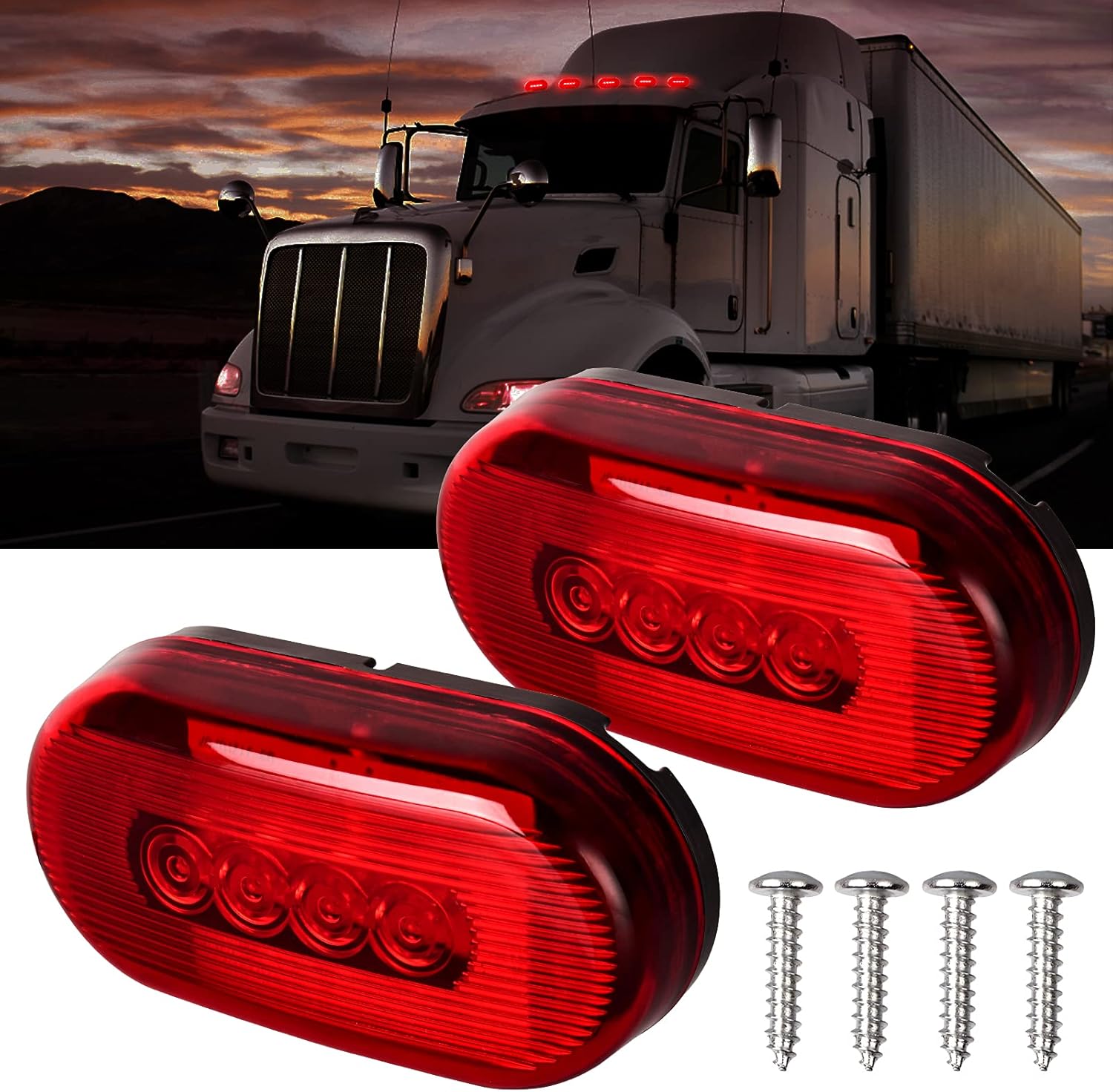 nifeida 2 luces LED ovaladas de 4 x 2, color rojo, 10 diodos, montaje en superficie, impermeables, luces de liquidación para caravana, remolque,
