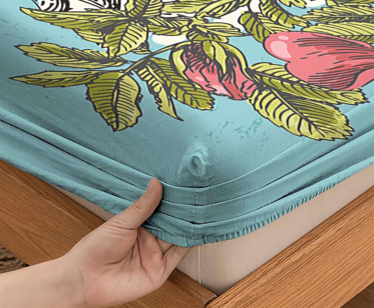 Juego de sábanas bajeras tamaño matrimonial, diseño de caballo bohemio, juego de ropa de cama de 3 piezas con estampado decorativo, sábana bajera de