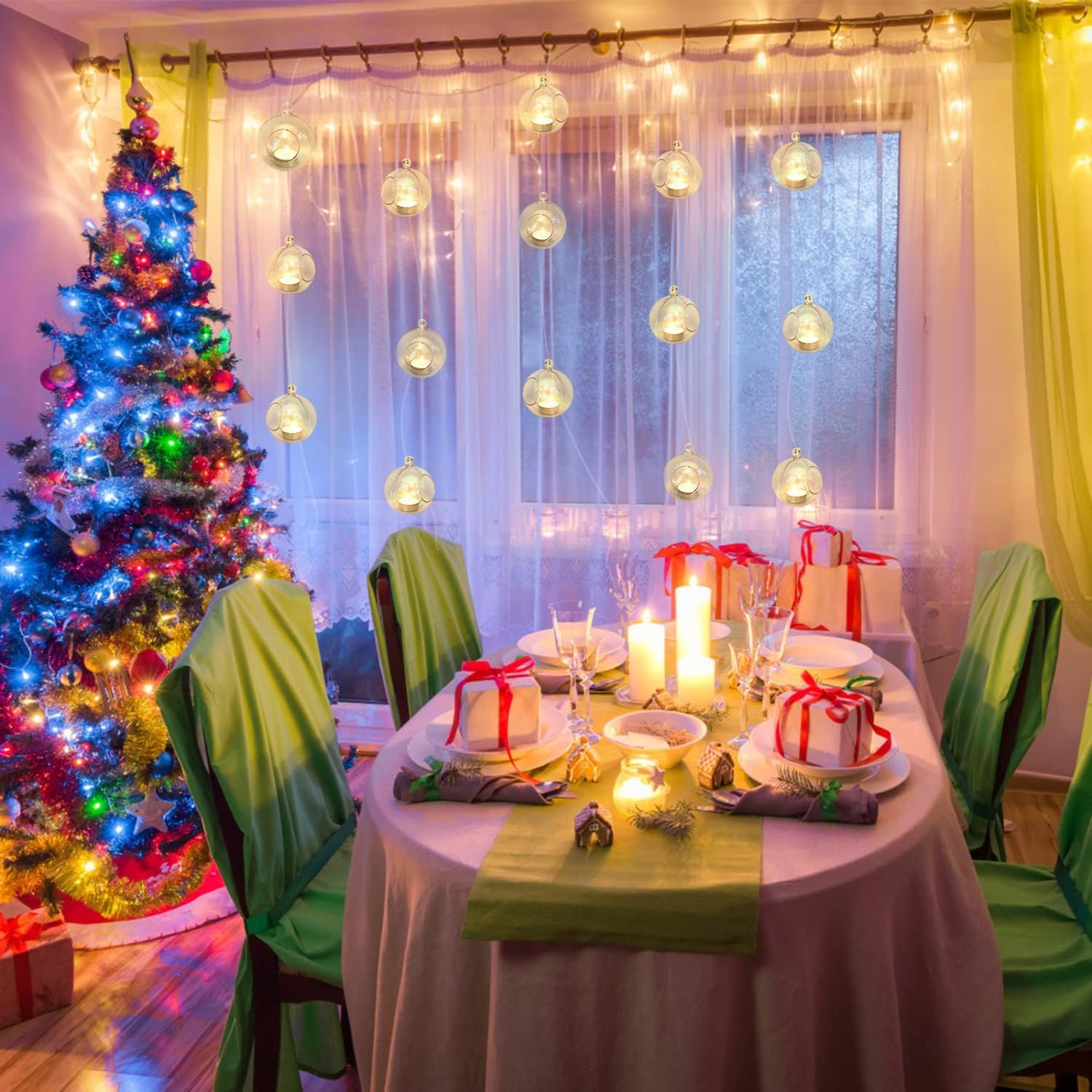 Pomeat 30 portavelas colgantes de plástico transparente para terrario, luces de té, portavelas para plantas, bodas, fiestas de Navidad, decoración