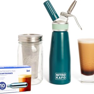 NITRO KAFO – Cafetera Nitro de 0.5 L, cafetera nitro de aluminio con boquilla especial de difusor de nitro y cafetera fría con tarro Mason de NITRO KAFO – Cafetera Nitro de 0.5 L, cafetera nitro de aluminio con boquilla especial de difusor de nitro y cafetera fría con tarro Mason de
