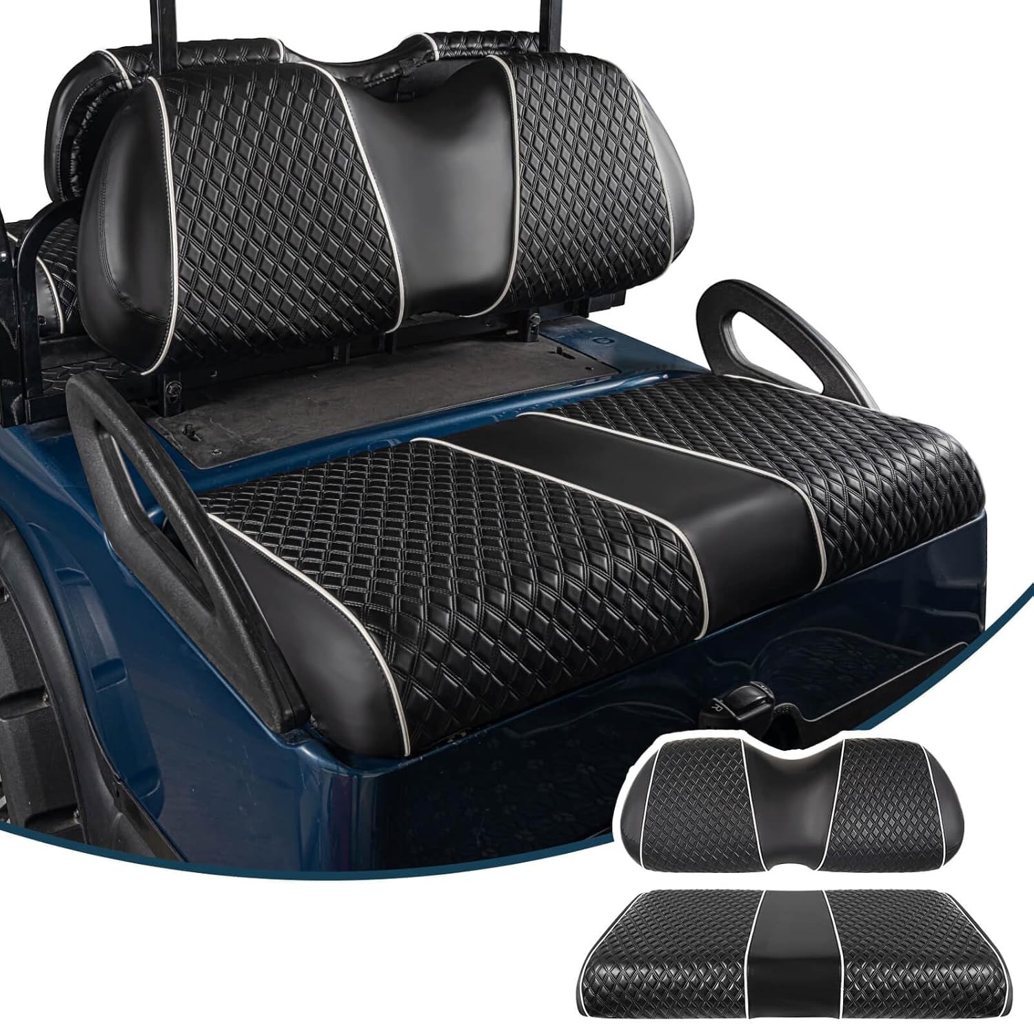 NOKINS Fundas de asiento de carrito de golf para Club Car Precedent OEM Cojín de asiento ordinario, respaldo de cojín de asiento delantero de cuero