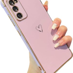 ZTOFERA Funda diseñada para Samsung Galaxy S20 FE 5G, bonito borde chapado con patrón de corazones de amor con protección para lente de cámara, para ZTOFERA Funda diseñada para Samsung Galaxy S20 FE 5G, bonito borde chapado con patrón de corazones de amor con protección para lente de cámara, para