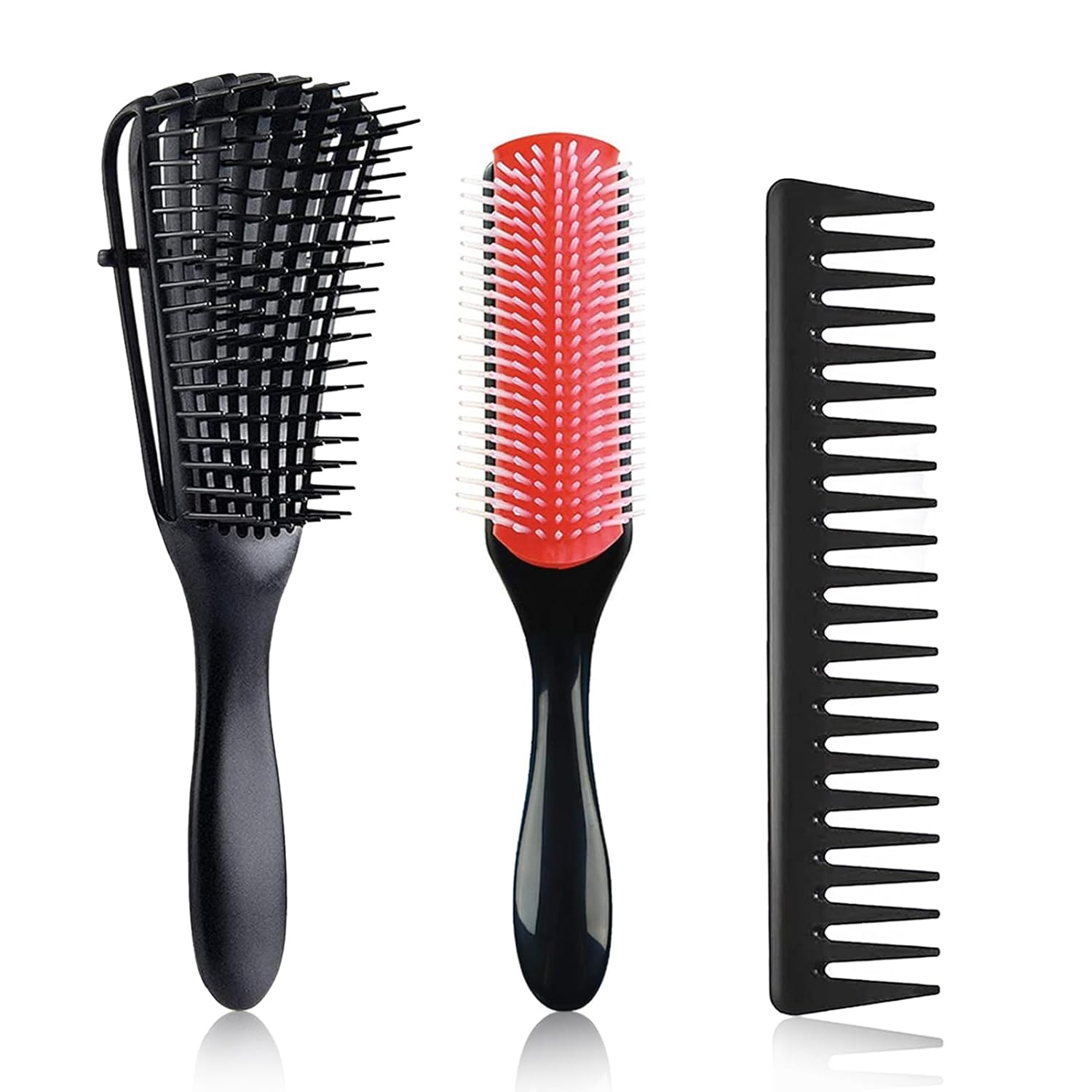 Cepillo desenredante para cabello rizado, cepillo de pelo rizado para mujereshombresniños, juego de cepillos desenredantes para cabello natural