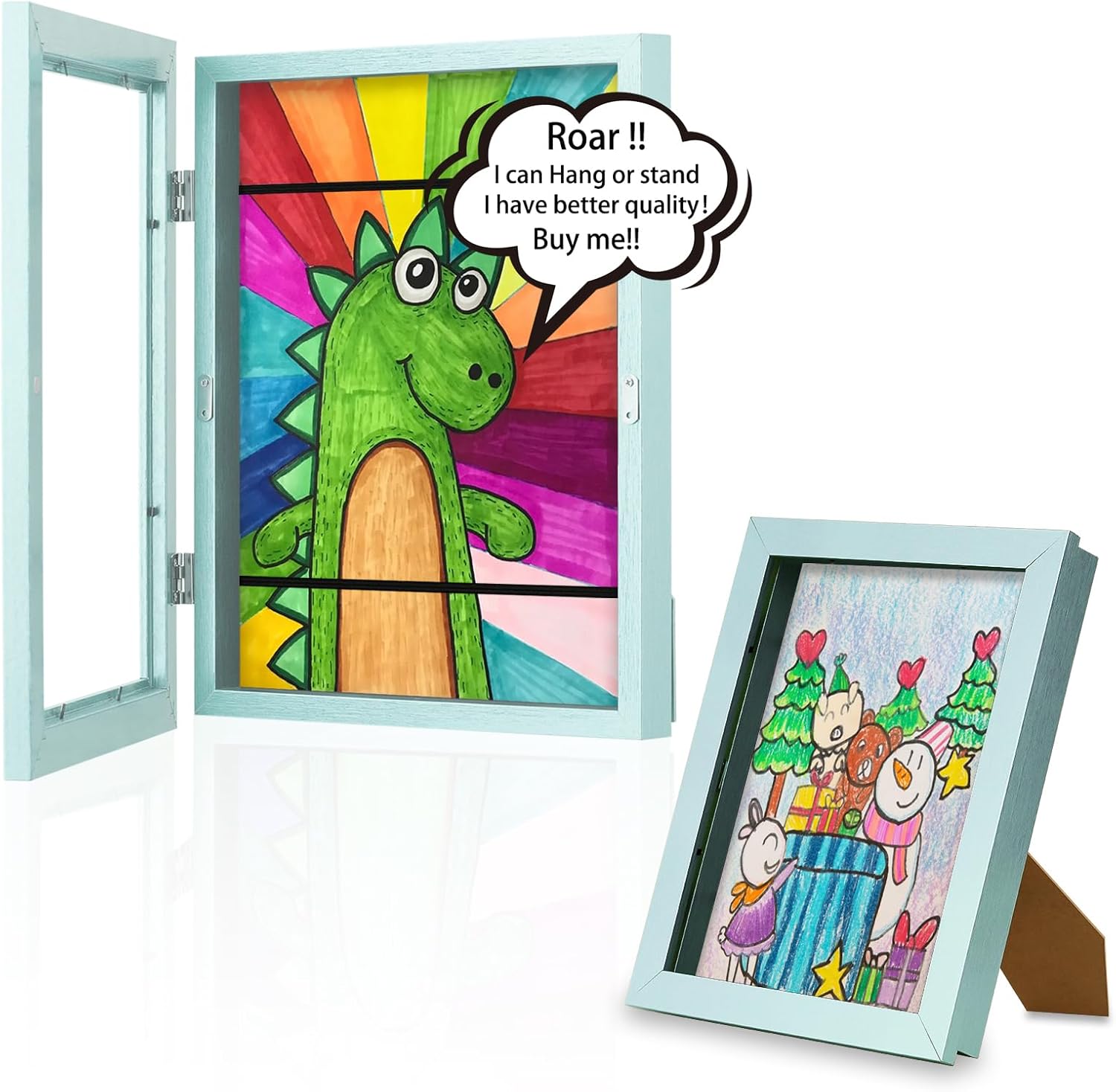 Marco de arte para niños de 8.5 x 11 pulgadas 2024 – Colgar o colocar de pie, pantalla intercambiable. Perfecto para dibujos de niños, tiene