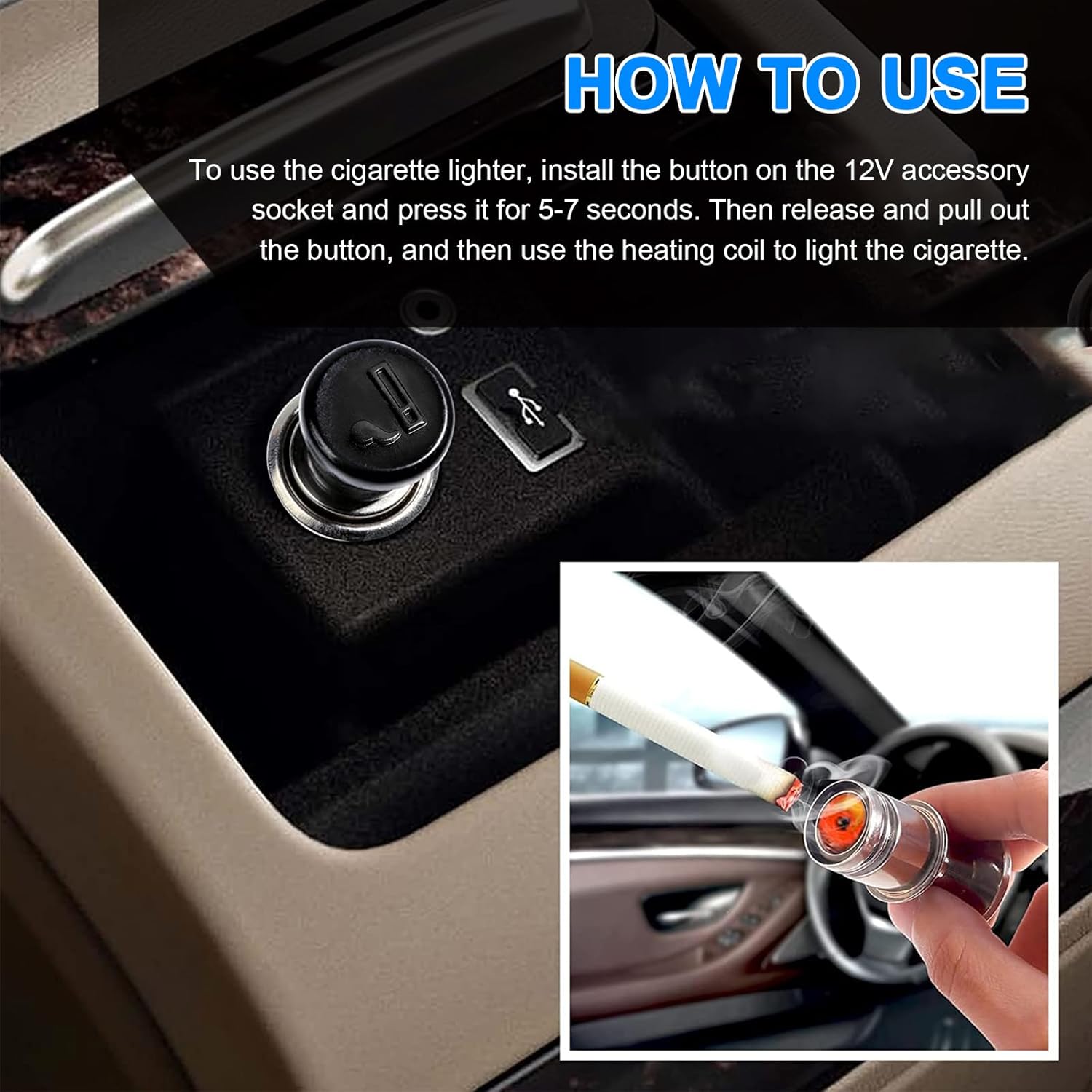 Encendedor de cigarrillos de automóvil de 12 V, enchufe de repuesto de enchufe de metal de plástico emergente, accesorios de repuesto para la