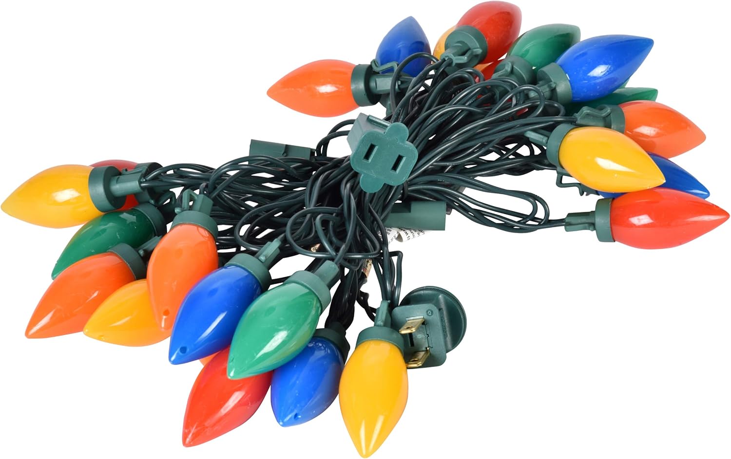 Holiday Essence C9 – Tira de luces LED de Navidad, bombillas multicolores, cable verde, para uso decorativo en interiores y exteriores, 25 unidades,