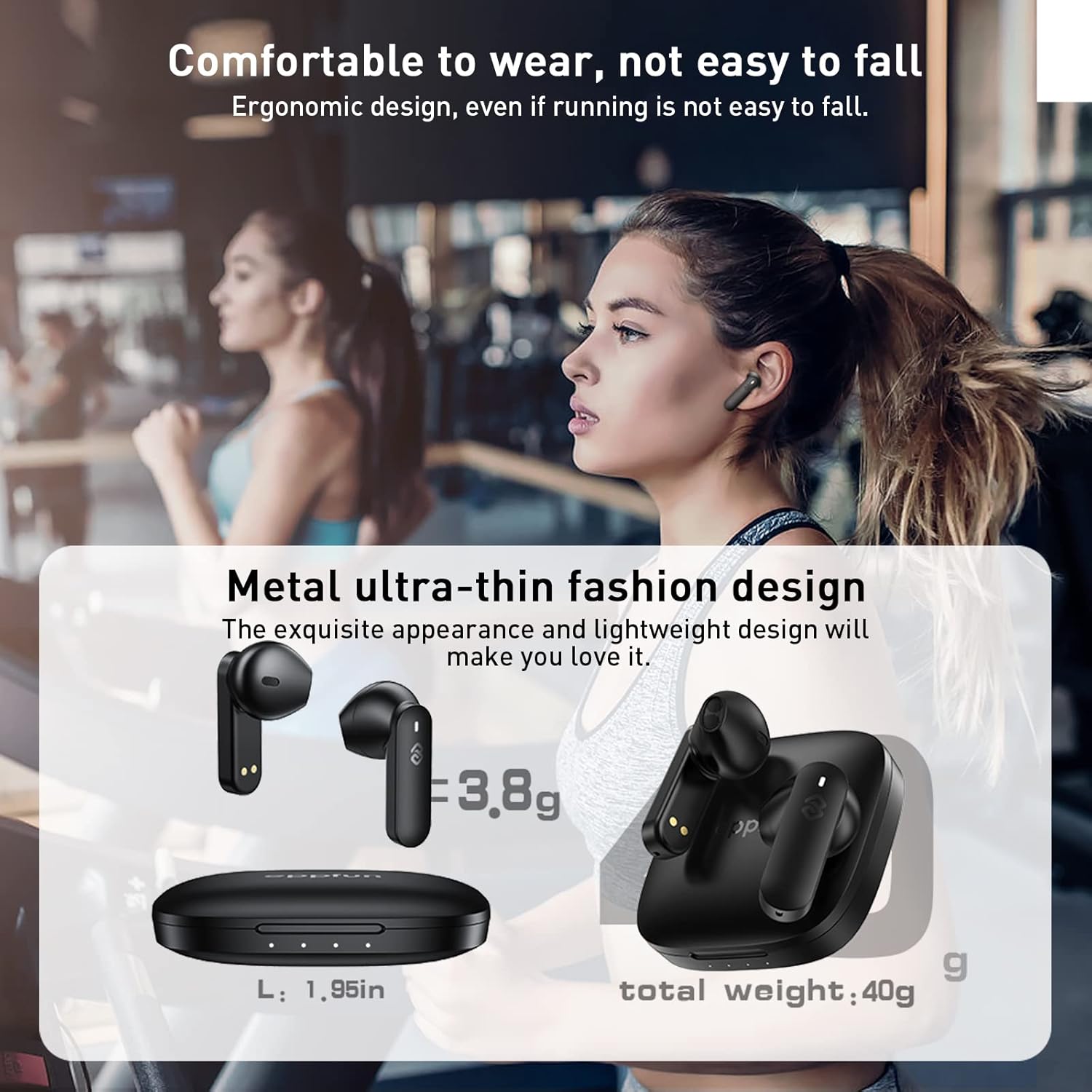 eppfun Auriculares inalámbricos verdaderos, auriculares intraurales Bluetooth 5.2, control táctil Qualcomm AptX adaptable, auriculares de 4