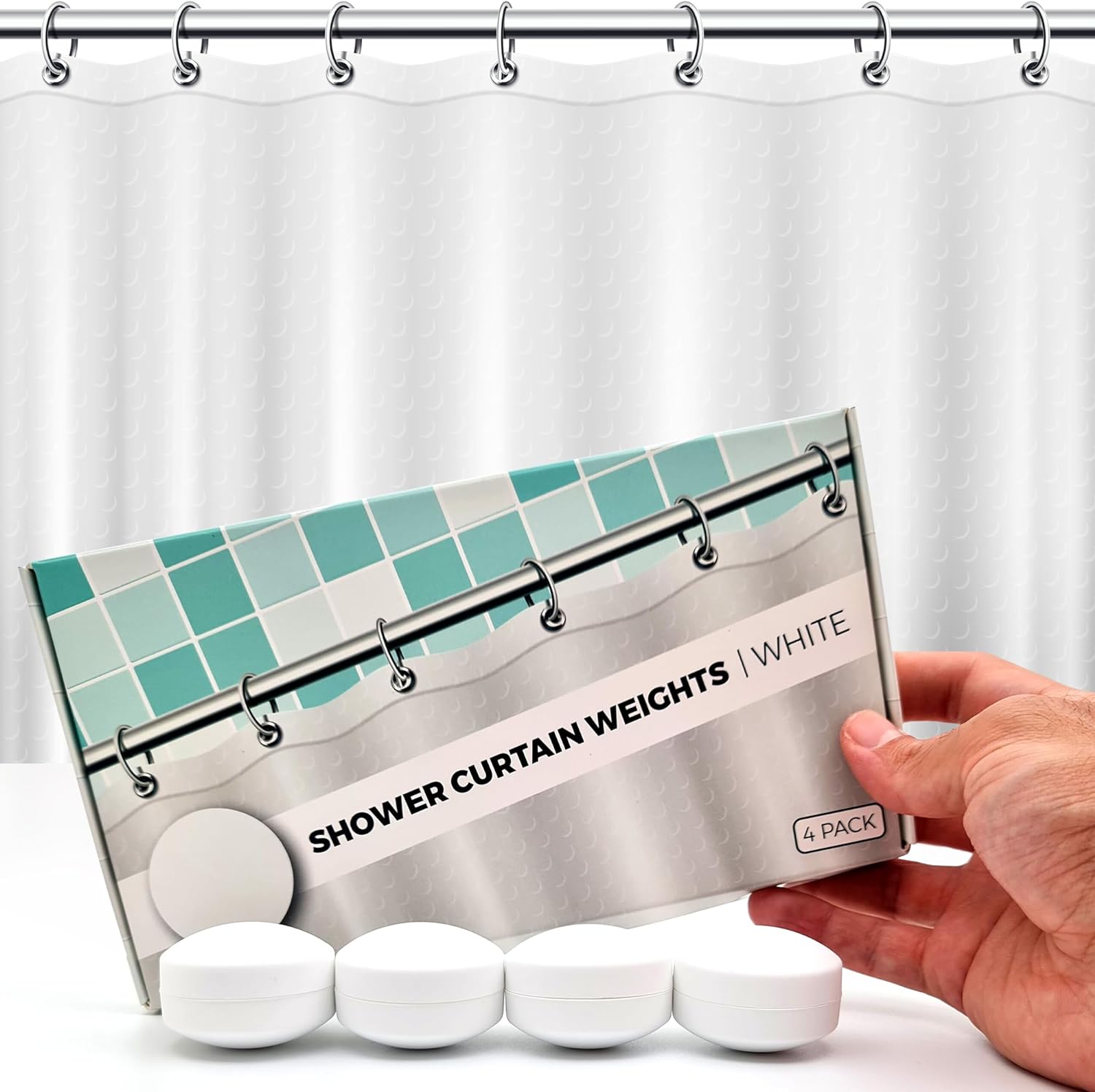 Potentes pesos magnéticos antiondulación para una experiencia de baño sin salpicaduras, envuelta en silicona de 360, nunca se oxida, imanes pesados