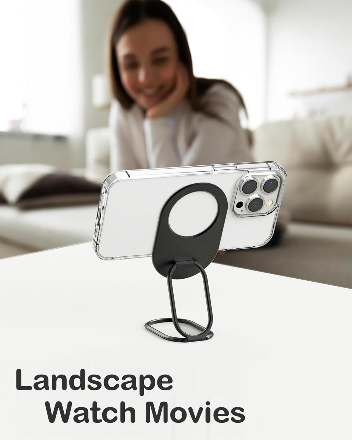 metisinno Soporte magnético de anillo de teléfono para iPhone 15, 14, 13, 12 MagSafe, soporte de anillo ajustable para teléfono celular, compatible