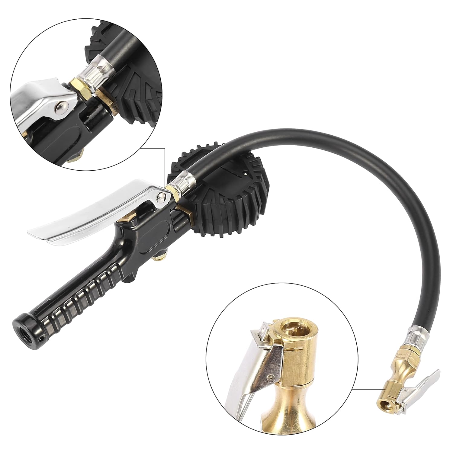 X AUTOHAUX 3 a 300PSI portátil digital medidor de presión de neumáticos inflado clip rápido deflación con palanca 3 tipos de boquillas de entrada de