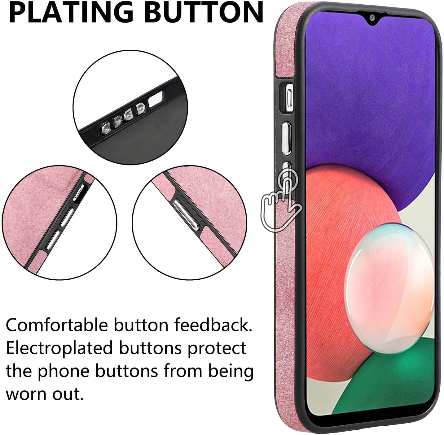 Asuwish Funda de teléfono para Samsung Galaxy A22 5GBoost Mobile Celero 5G con protector de pantalla de vidrio templado y funda delgada de cuero