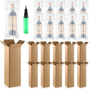 Juego de 10 bolsas protectoras de viaje para botellas de vino con caja de envío de vino, bolsas de vino inflables para viajes, columna de aire, Juego de 10 bolsas protectoras de viaje para botellas de vino con caja de envío de vino, bolsas de vino inflables para viajes, columna de aire,
