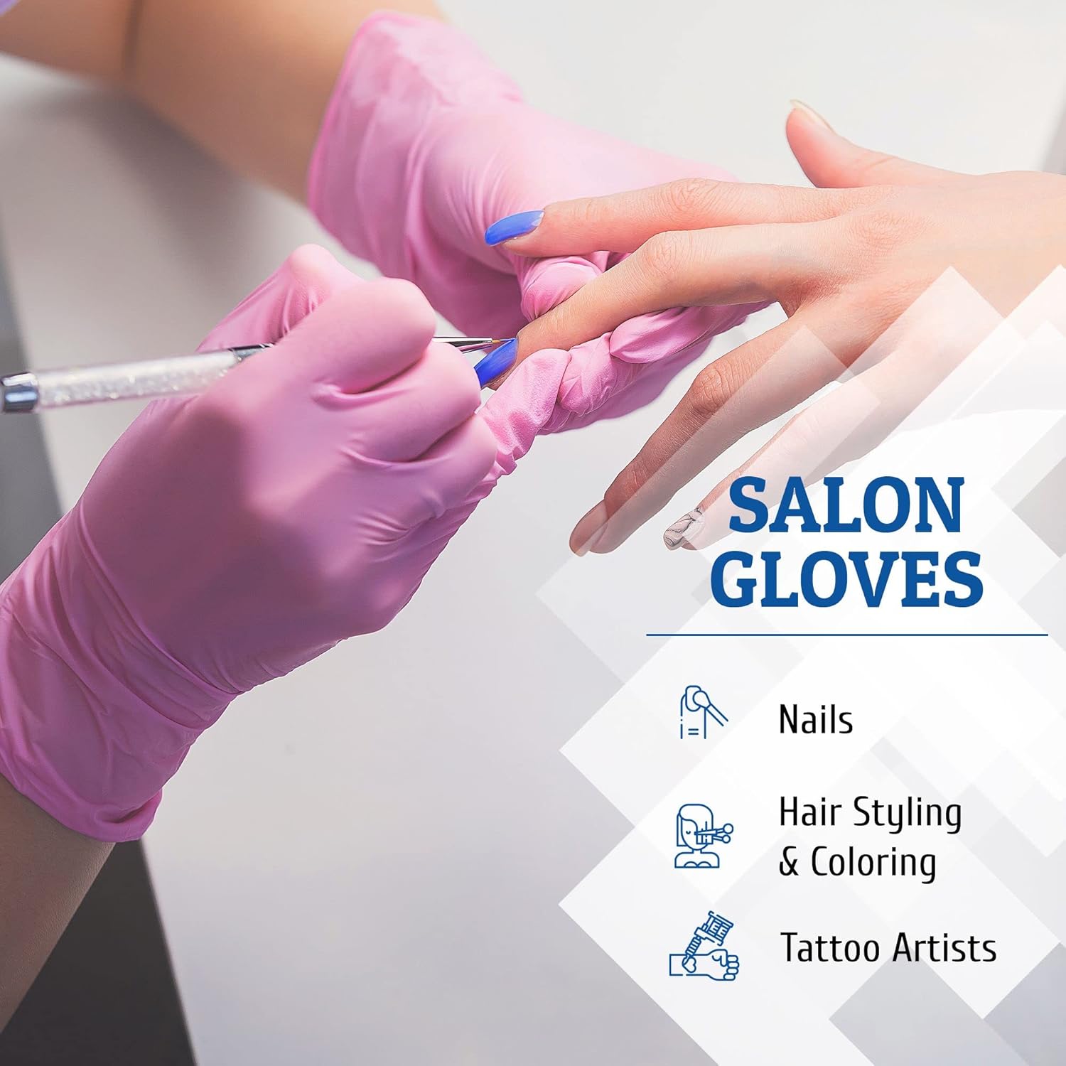 Hand-E Touch Guantes desechables de nitrilo rosa – Esteticista, tecnología de uñas, tinte para el cabello y estilista, guantes de limpieza