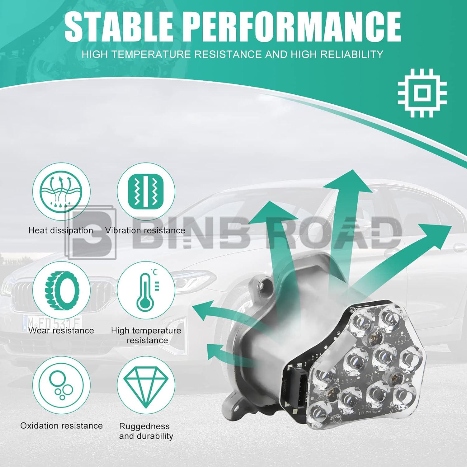 BINB ROAD Módulo de faros LED de señal de giro izquierdo y derecho 63117271901 + 63117271902 compatible con BMW 520i 525i 530i F10 F18 2009-2013