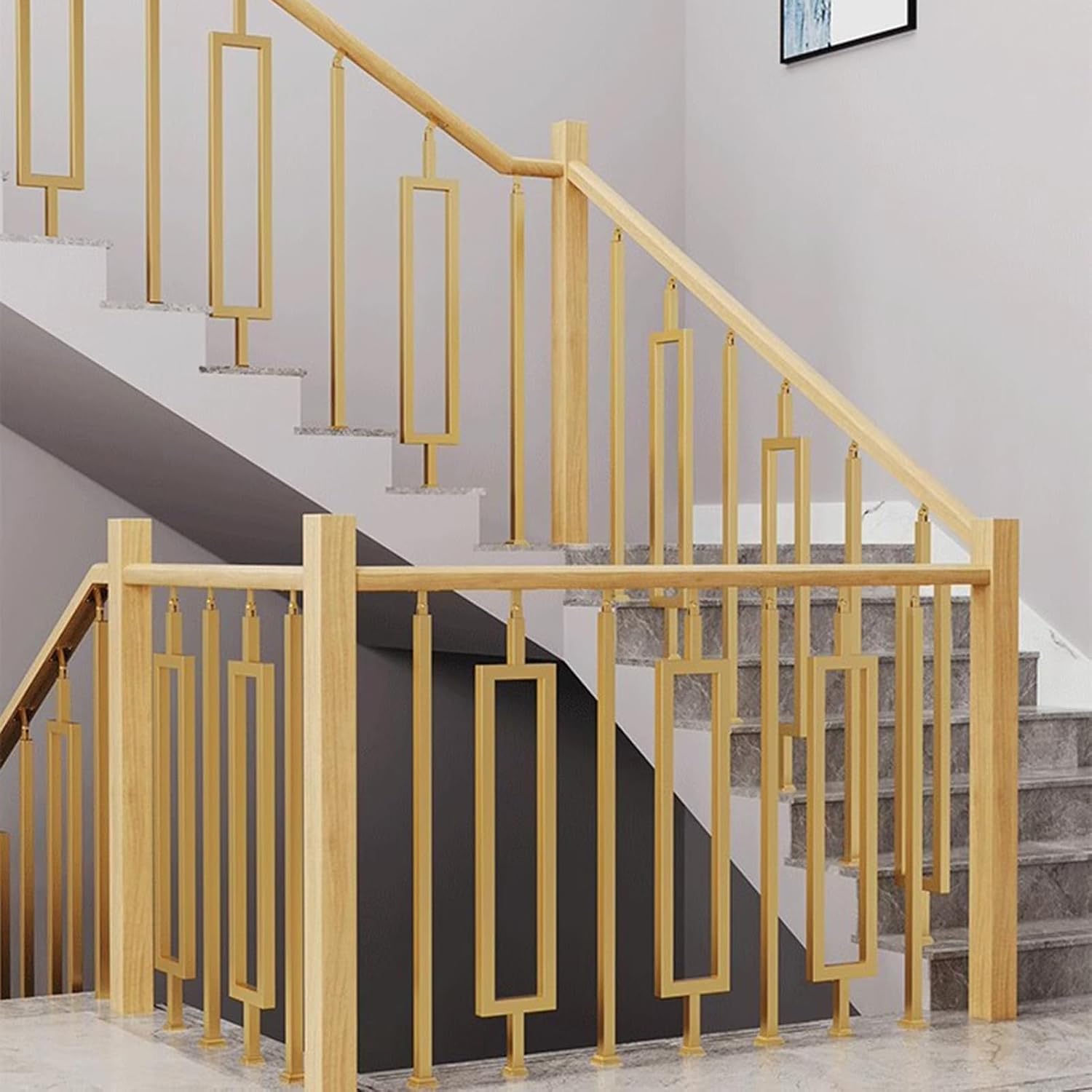 Balaustres de metal para escaleras, montaje en tierra, 8537.4 in de alto, conector de ángulo ajustable para barandilla para escaleras de
