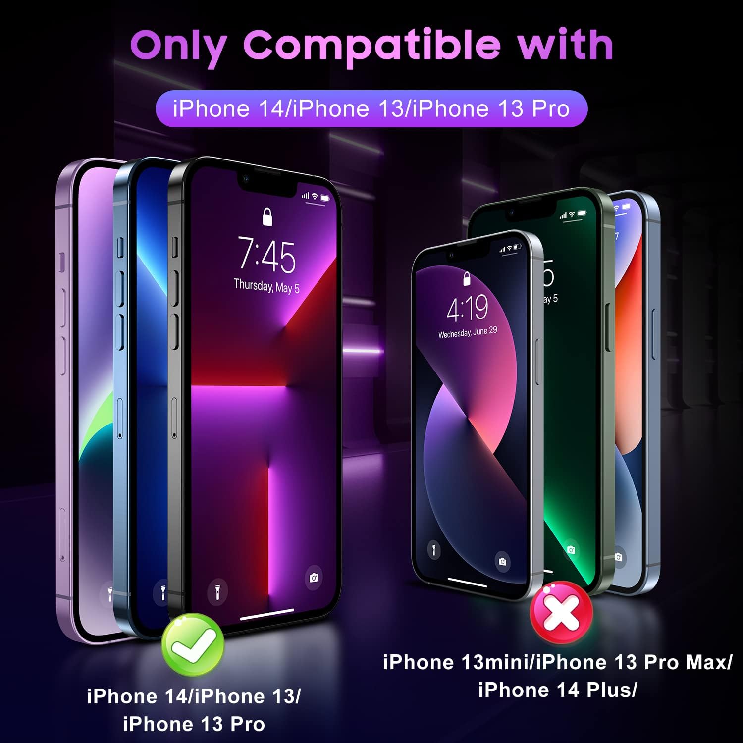 Uyiton Protector de pantalla de privacidad para iPhone 1313 Pro14, privacidad de 28 antiluz azul 9H+ cubierta de pantalla de vidrio templado