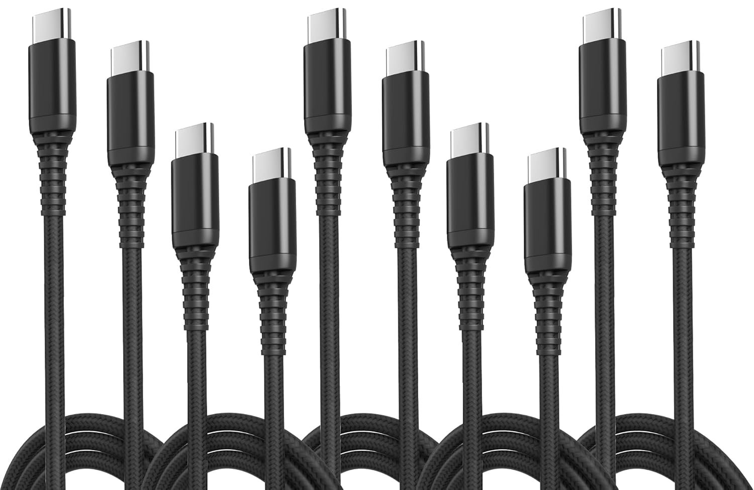 Paquete de 5 cables USB tipo C a C 6 pies, carga rápida de 3.0 A  USB tipo C a tipo C de 60 W PD de carga rápida cables trenzados de nailon