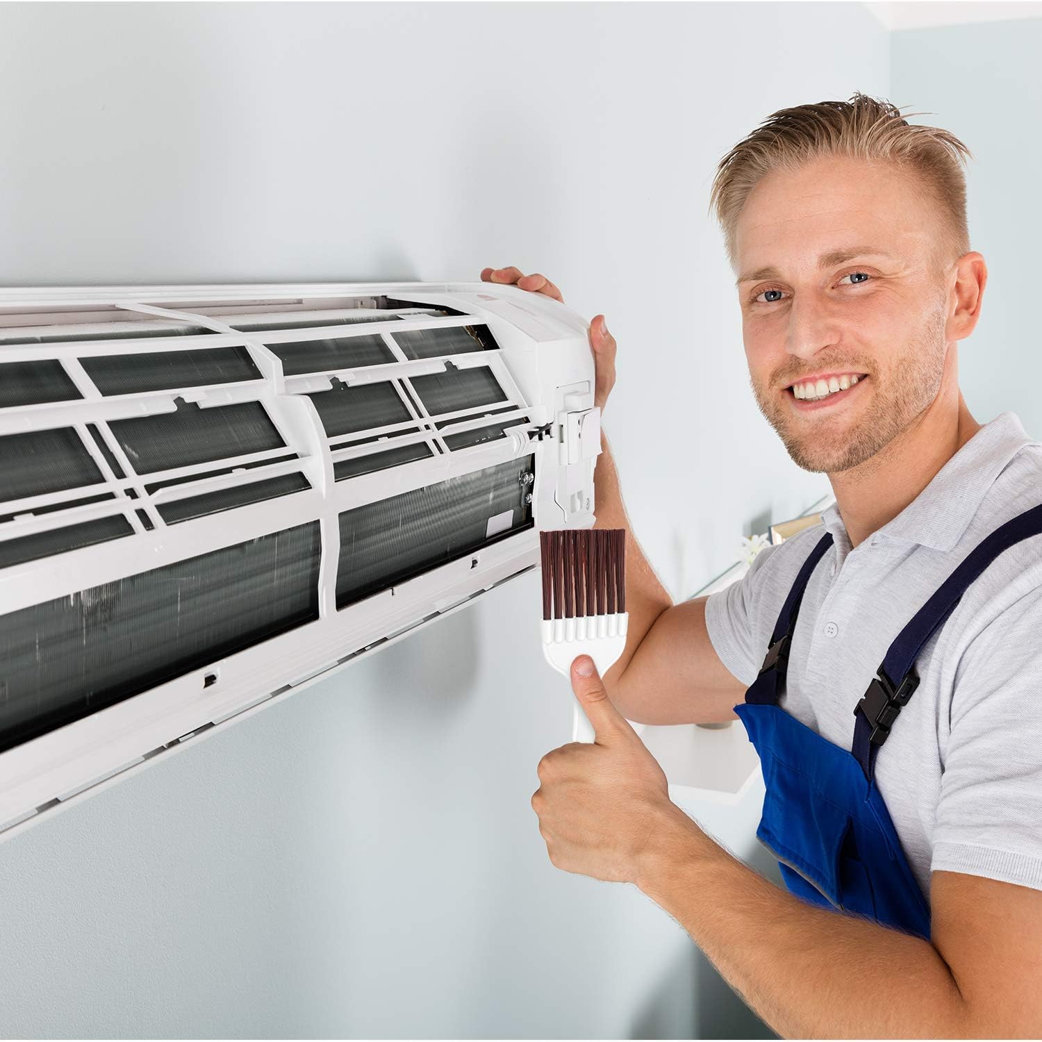 Paquete de 4 cepillos de limpieza de condensador de aire acondicionado, cepillo de bobina de refrigerador, cepillo limpiador de bobina HVAC, cepillo
