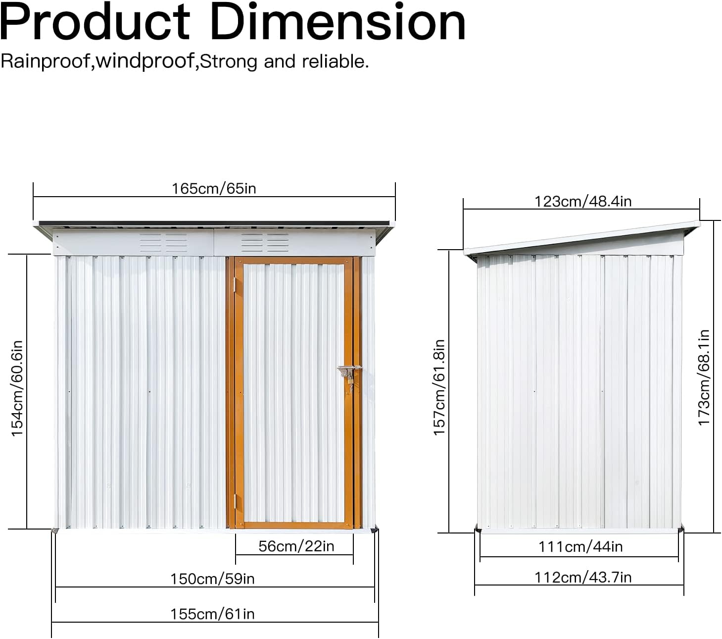 RITSU Cobertizos para exteriores de 5 x 4 pies y espacio de almacenamiento al aire libre, casa de herramientas de metal anticorrosión con puerta con