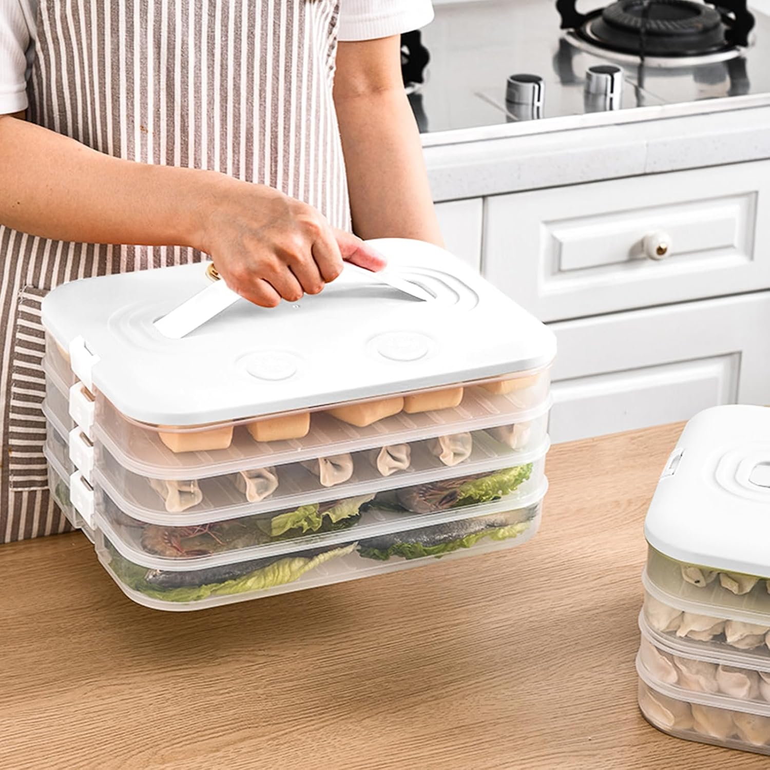 OFFKITSLY Contenedores de almacenamiento de alimentos con tapas, recipientes de plástico herméticos para almacenamiento de galletas, contenedores de