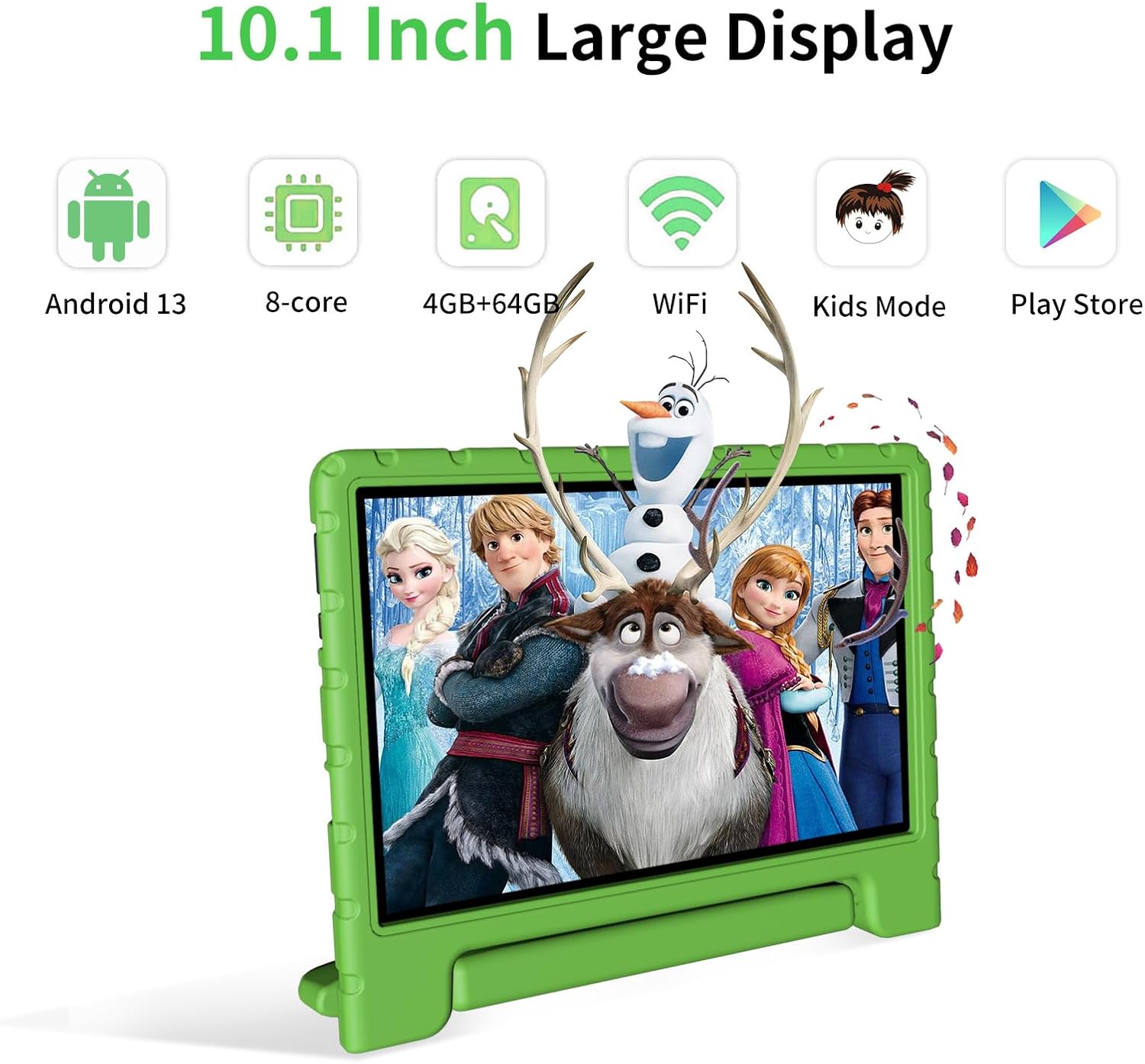 VNEIMQN Tablet para niños, tableta de 10.1 pulgadas para niños, 4GB+64GB Android 13, CPU de 8 núcleos, batería WiFi 12H 1280 * 800 cámaras de