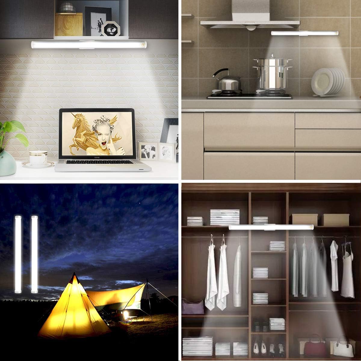 BESTCAN Luces LED de espejo de maquillaje, luces de tocador recargables portátiles con 3 niveles de brillo, control táctil para maquillaje, tocador
